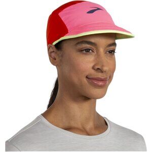 NWT Brooks Running Lightweight Packable Hat Adjustable Cap Red Neon Pink